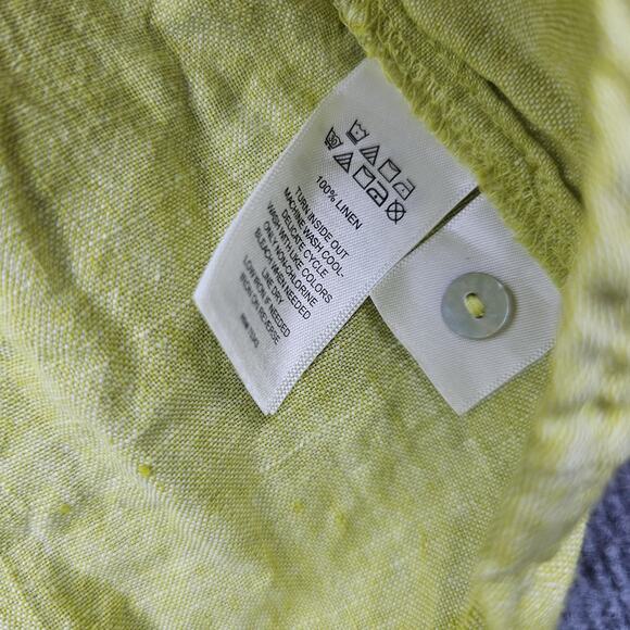 Tahari Dress Womens 2X Chartreuse Linen Sleeveless Popover Coastal Beach Tropics - Picture 5 of 6